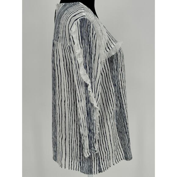 Vintage American Blues Boho Chic Cottagecore Earthy Ruffle Top Women Size L - Picture 4 of 8